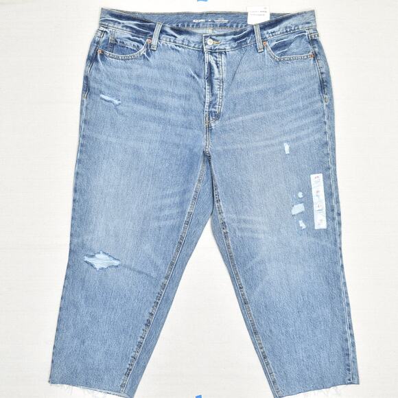 NEW Old Navy Women's Slouchy Straight Jeans High Rise Cotton Blend Blue Size 20 - Picture 2 of 8